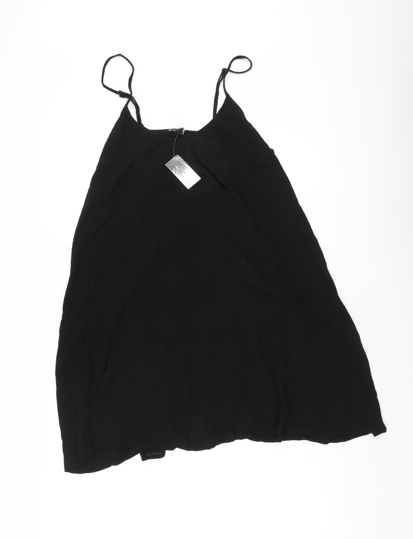 New Look Womens Black Viscose Skater Dress Size S Round Neck - Beachwear