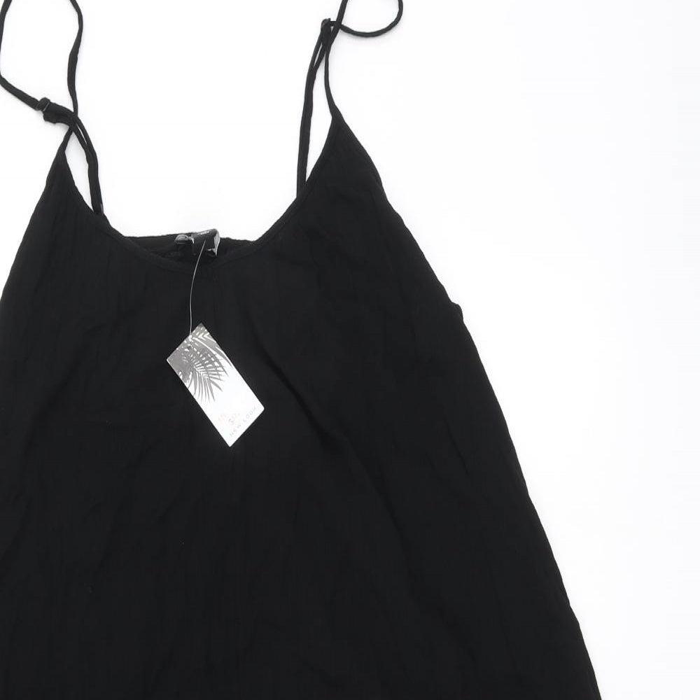 New Look Womens Black Viscose Skater Dress Size S Round Neck - Beachwear