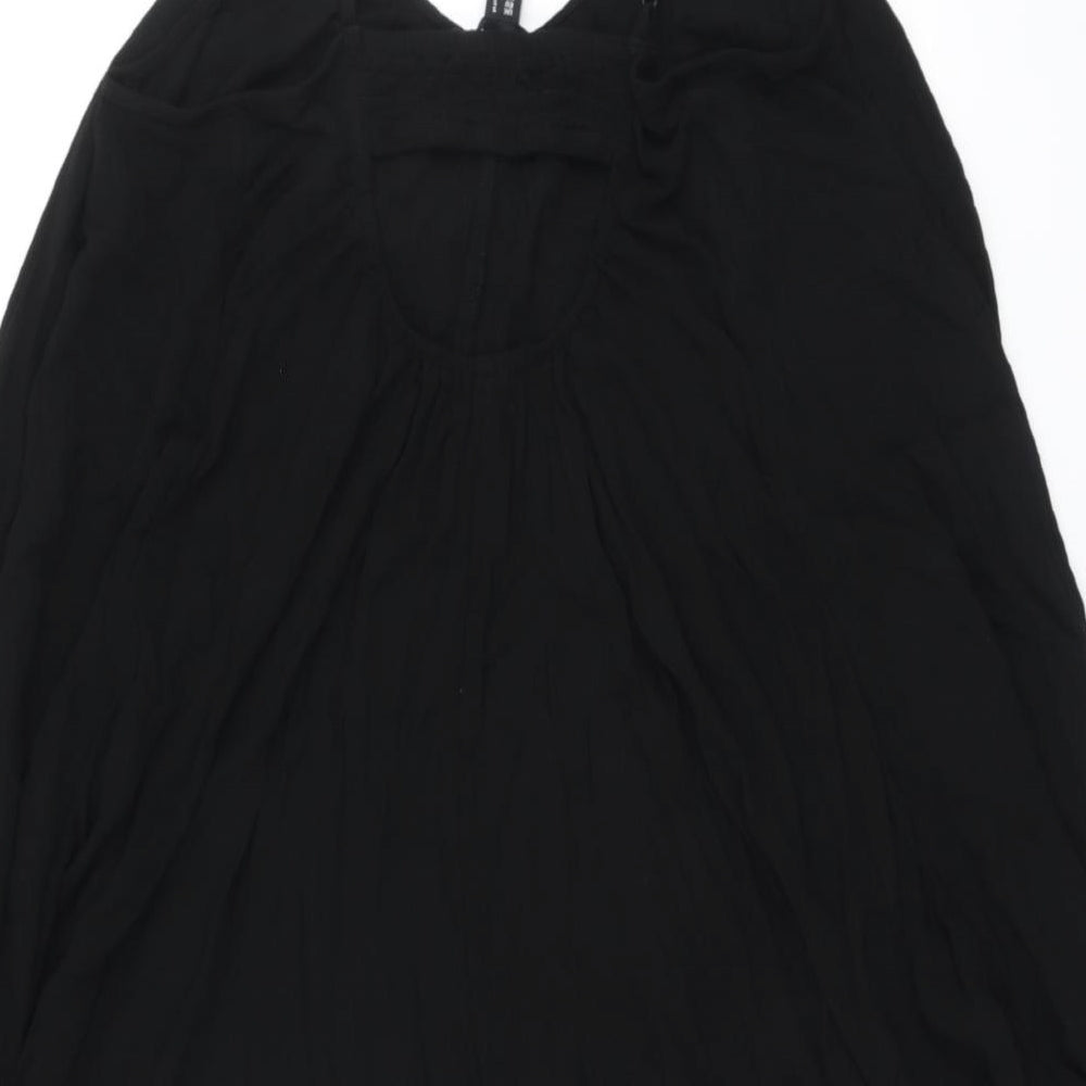 New Look Womens Black Viscose Skater Dress Size S Round Neck - Beachwear
