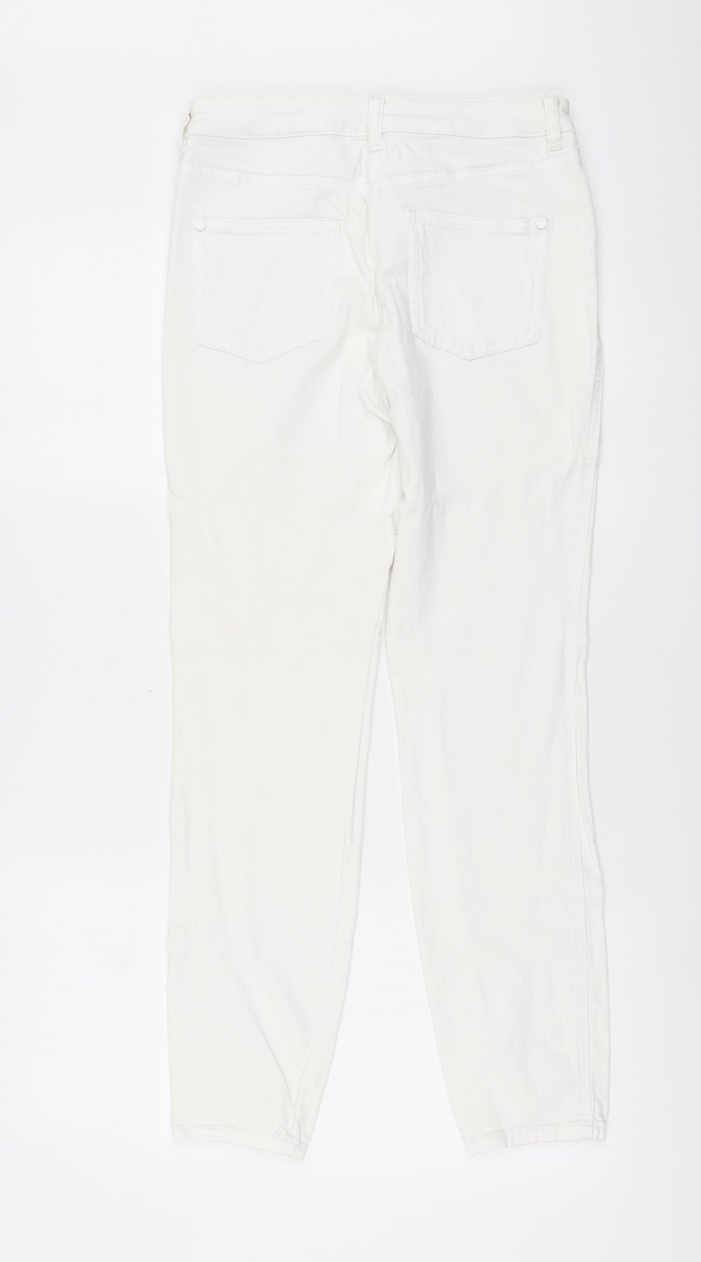 NEXT Womens White Viscose Skinny Jeans Size 10 L28 in Regular Button