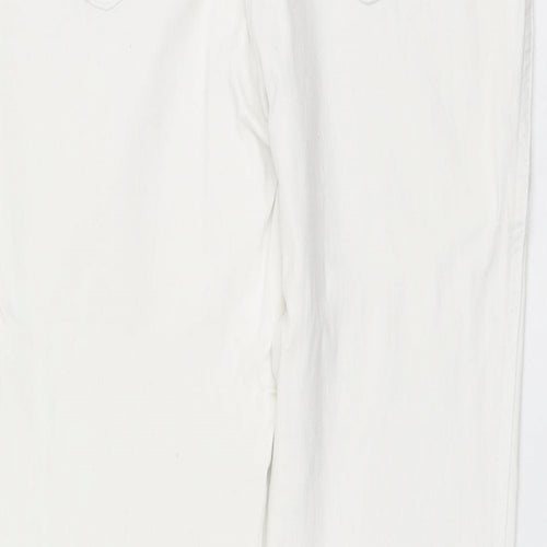 NEXT Womens White Viscose Skinny Jeans Size 10 L28 in Regular Button