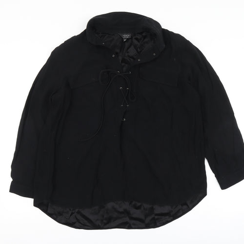 Topshop Womens Black Polyester Basic Blouse Size 10 V-Neck
