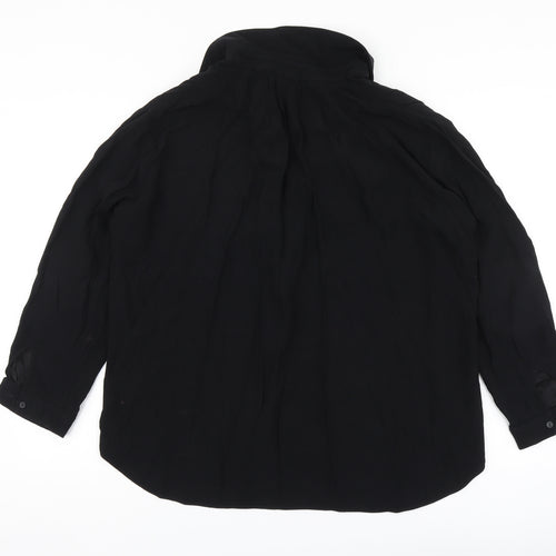 Topshop Womens Black Polyester Basic Blouse Size 10 V-Neck