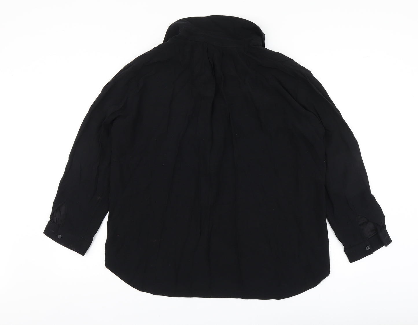 Topshop Womens Black Polyester Basic Blouse Size 10 V-Neck