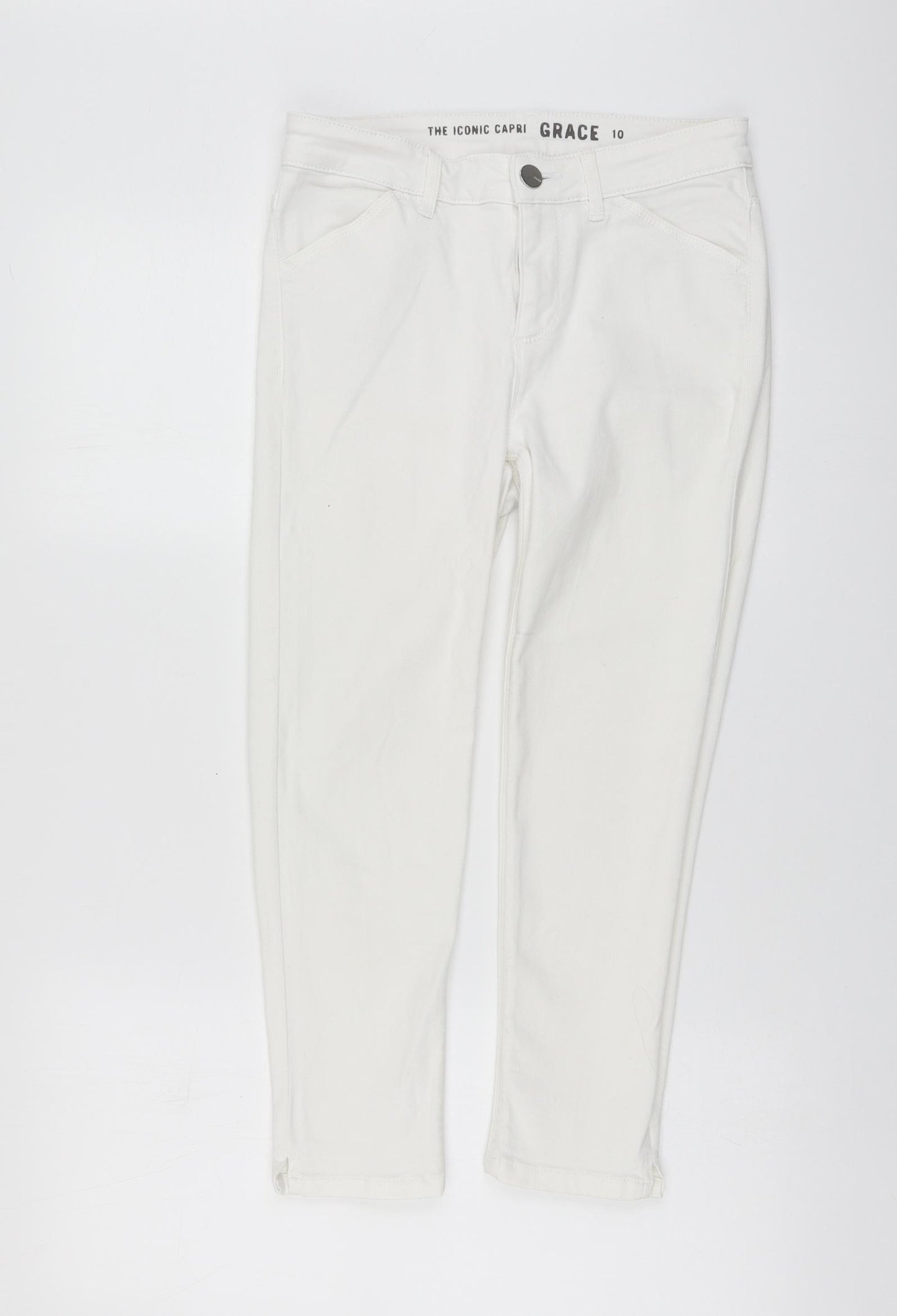 Oasis Womens White Cotton Skinny Jeans Size S L22 in Regular Button