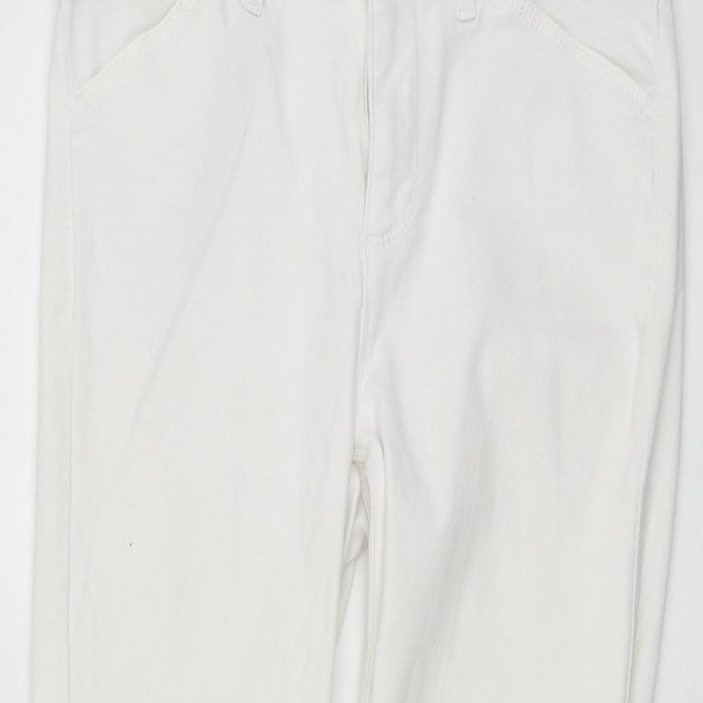 Oasis Womens White Cotton Skinny Jeans Size S L22 in Regular Button