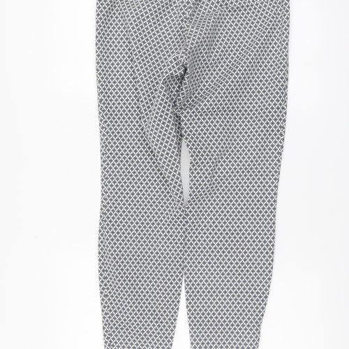 H&M Womens Blue Geometric Cotton Chino Trousers Size M L26 in Regular Button