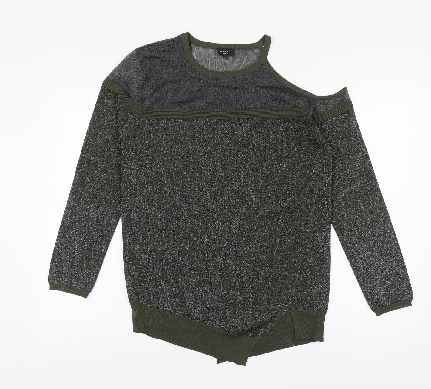 NEXT Womens Green Viscose Basic Blouse Size 10 Round Neck