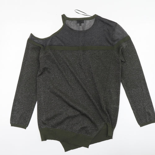 NEXT Womens Green Viscose Basic Blouse Size 10 Round Neck