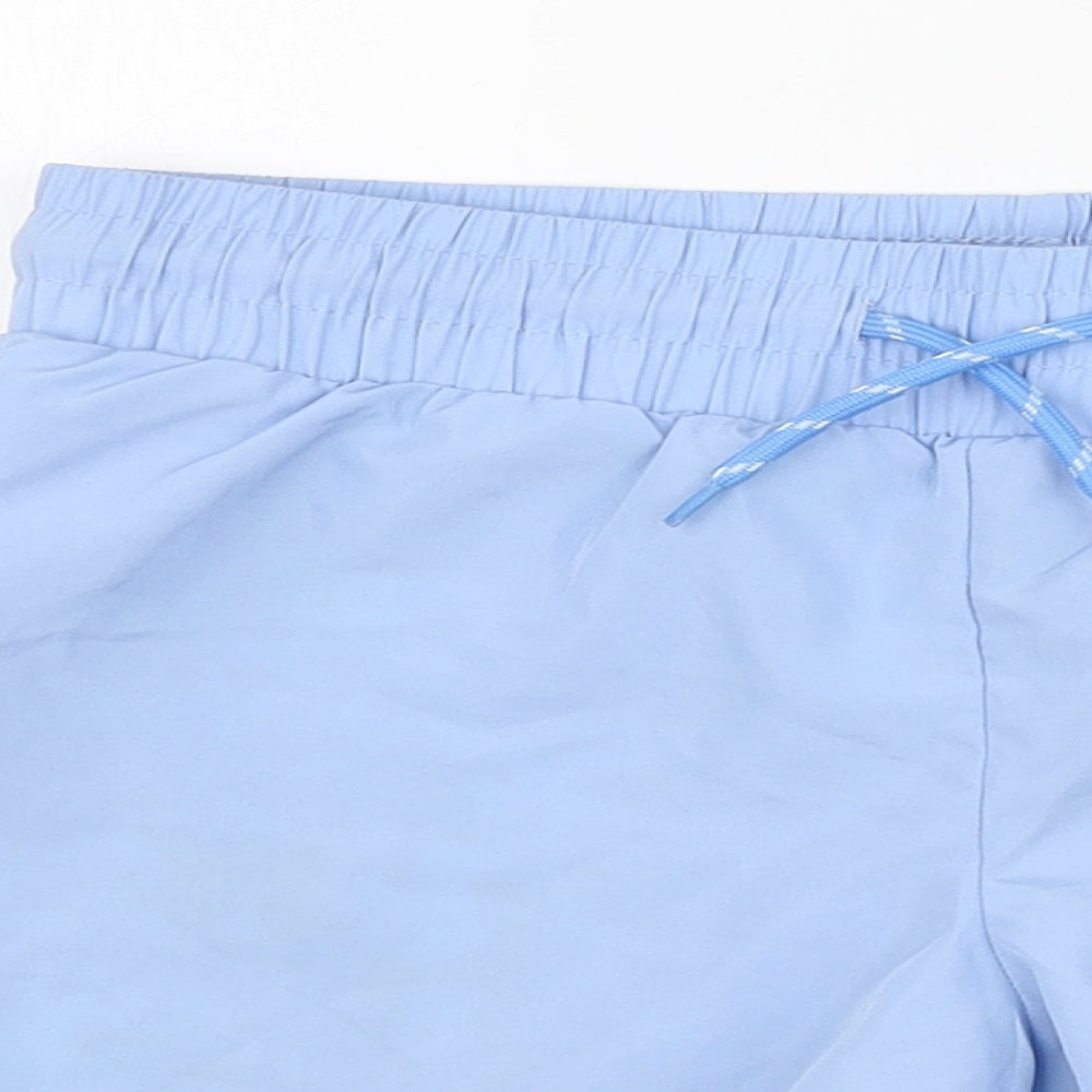 Willow Girls Blue Floral Polyester Sweat Shorts Size 10-11 Years Regular Drawstring