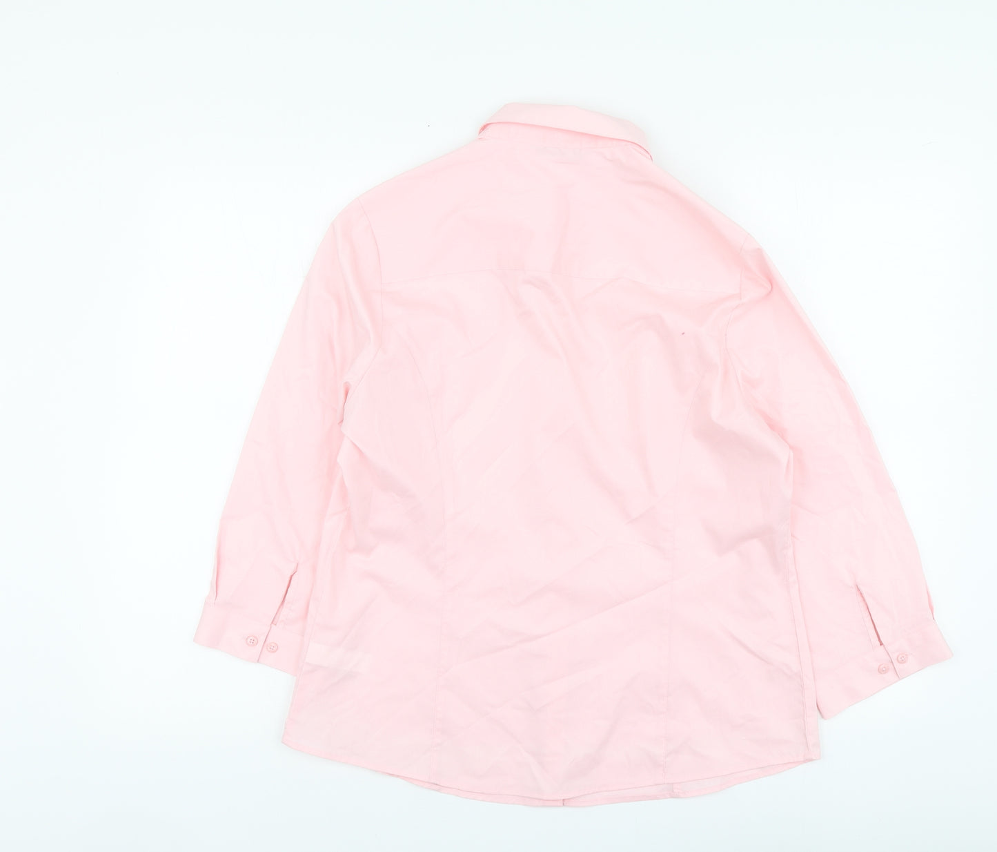 George Womens Pink Polyester Basic Button-Up Size 14 Round Neck