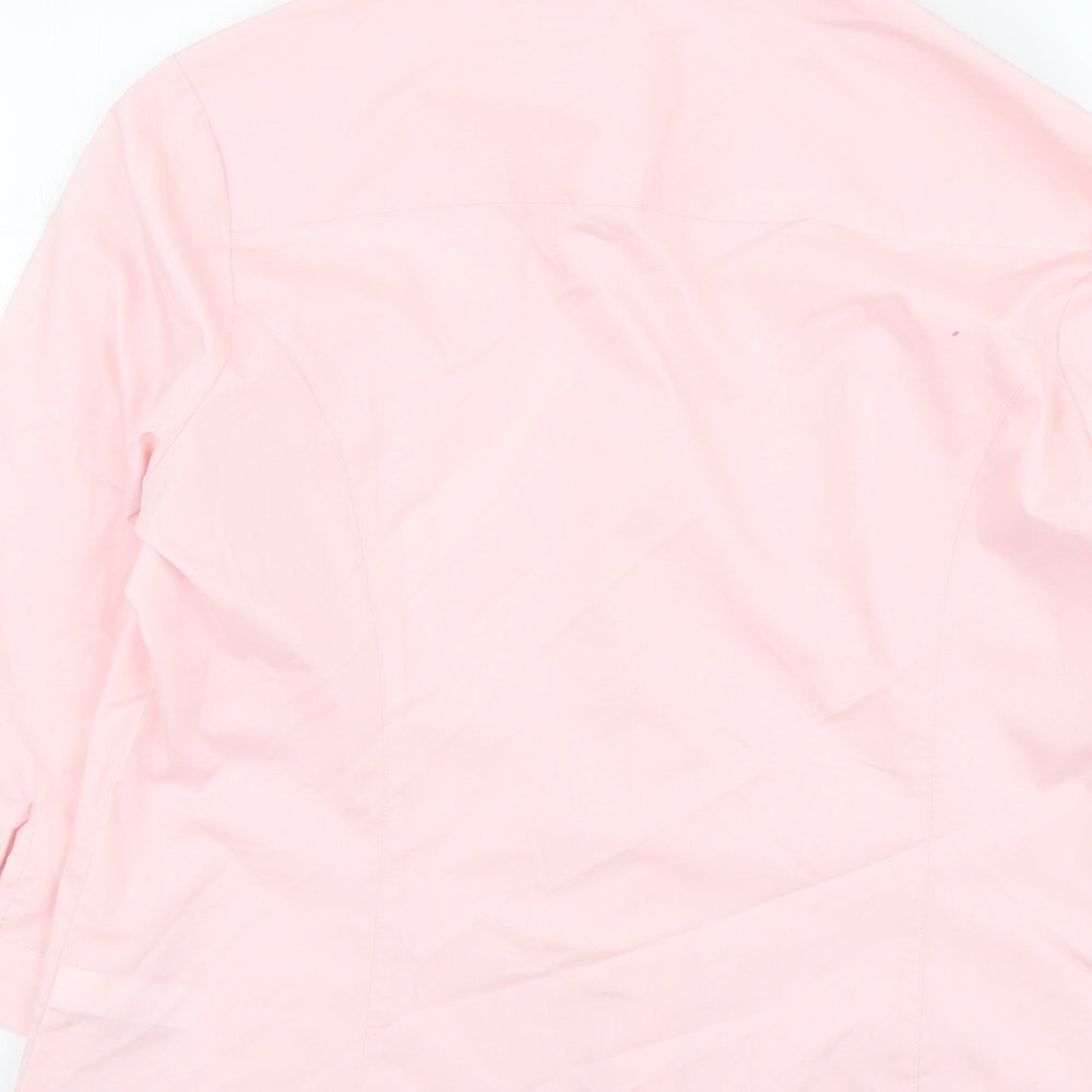 George Womens Pink Polyester Basic Button-Up Size 14 Round Neck