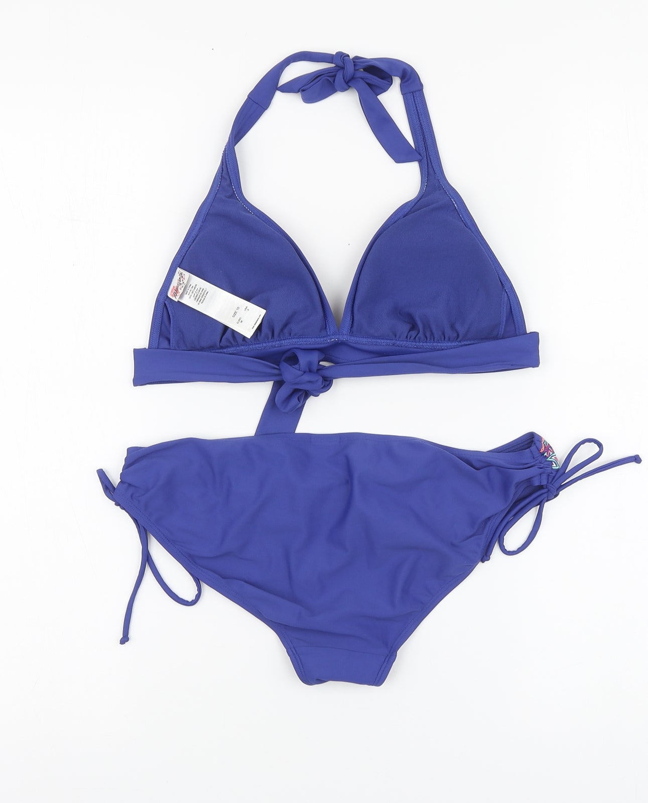 Mantary Womens Blue Geometric Polyester Bikini Size 10