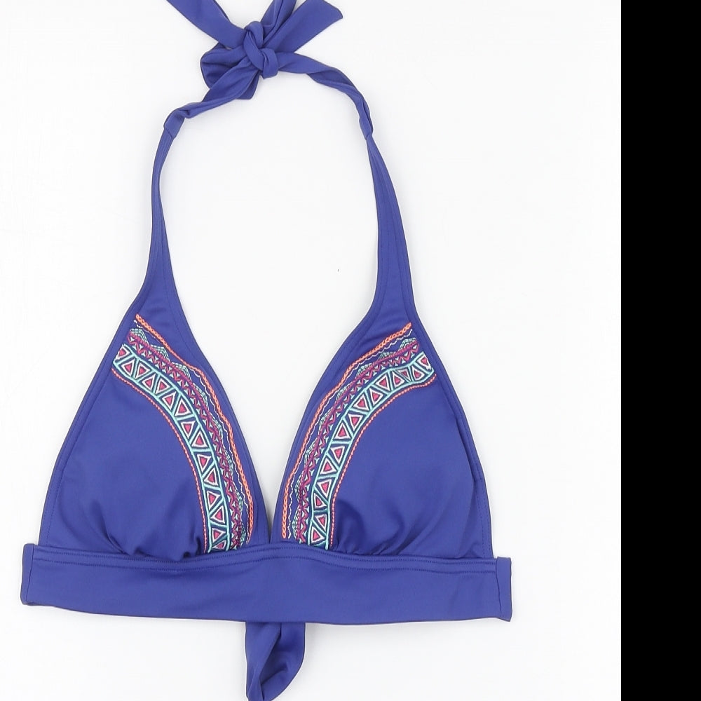 Mantary Womens Blue Geometric Polyester Bikini Size 10
