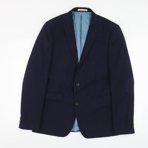 Burton Menswear Mens Blue Polyester Jacket Suit Jacket Size L