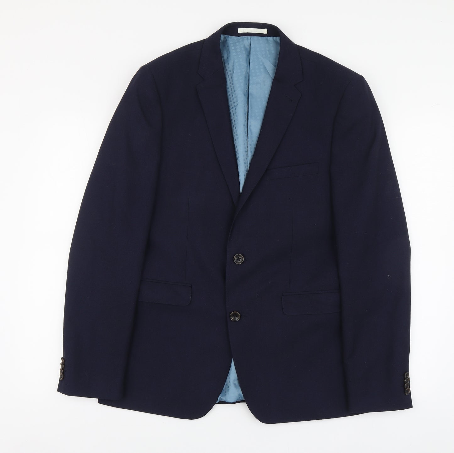 Burton Menswear Mens Blue Polyester Jacket Suit Jacket Size L