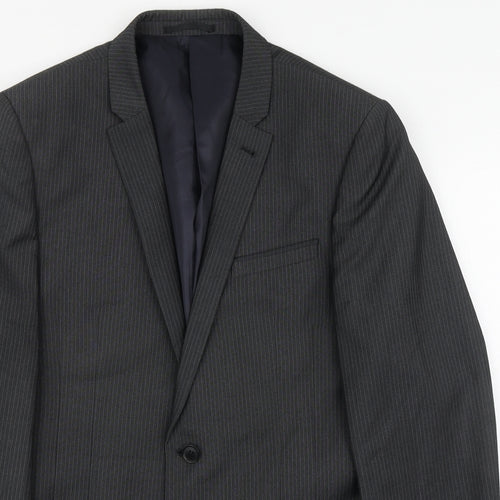 NEXT Mens Grey Striped Polyester Jacket Suit Jacket Size L