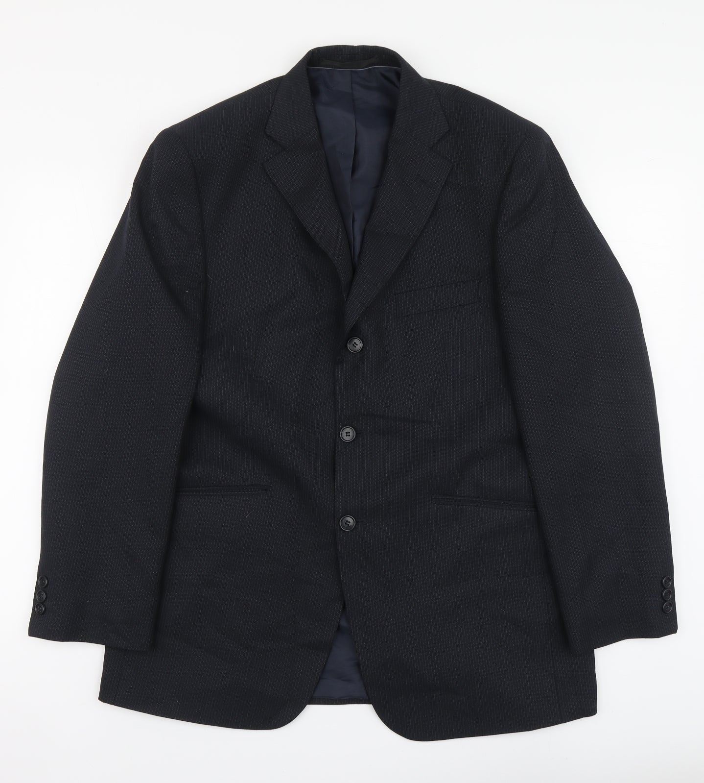 Marks and Spencer Mens Black Striped Polyester Jacket Suit Jacket Size M