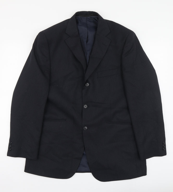 Marks and Spencer Mens Black Striped Polyester Jacket Suit Jacket Size M