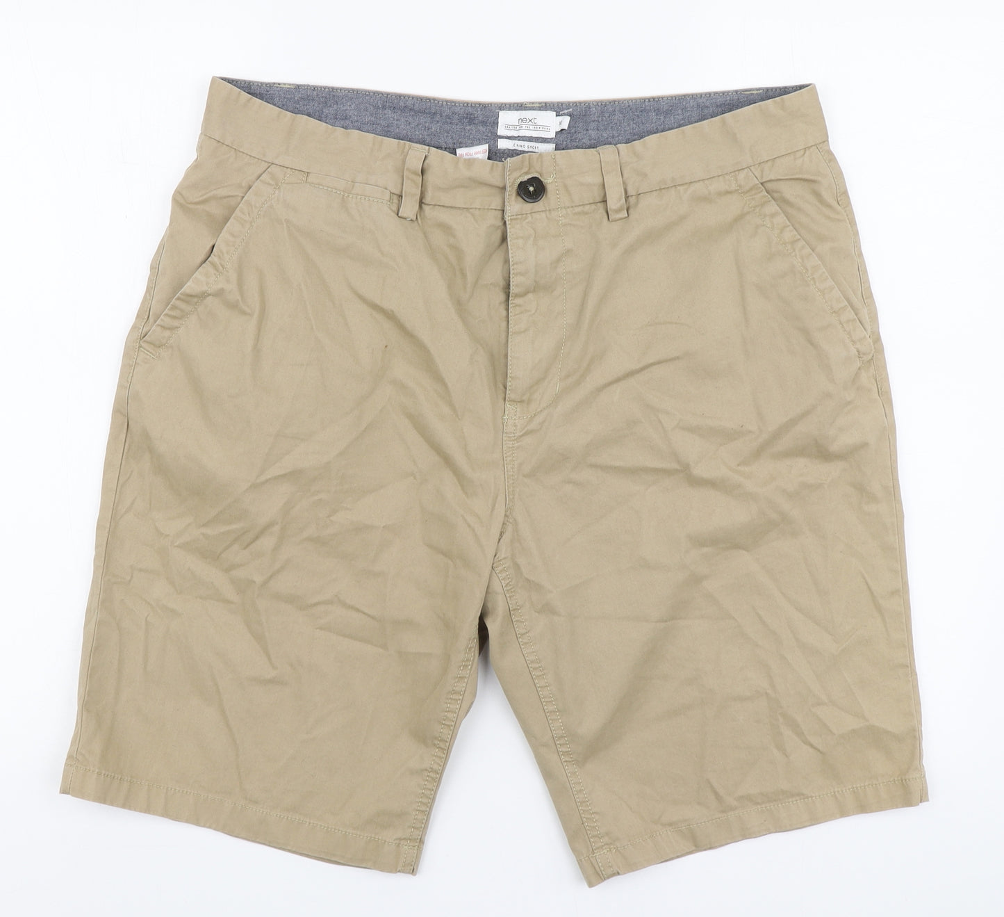 NEXT Mens Beige Cotton Chino Shorts Size 36 Regular Button