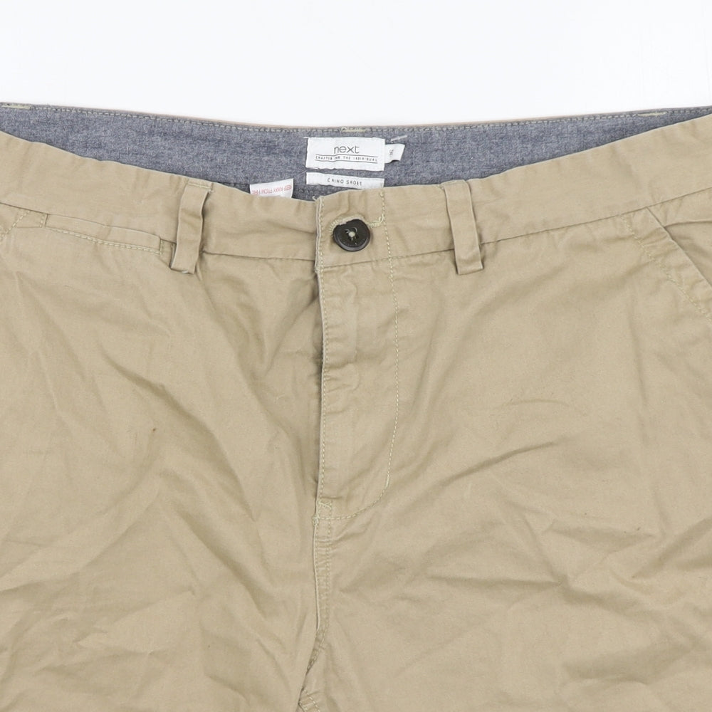 NEXT Mens Beige Cotton Chino Shorts Size 36 Regular Button