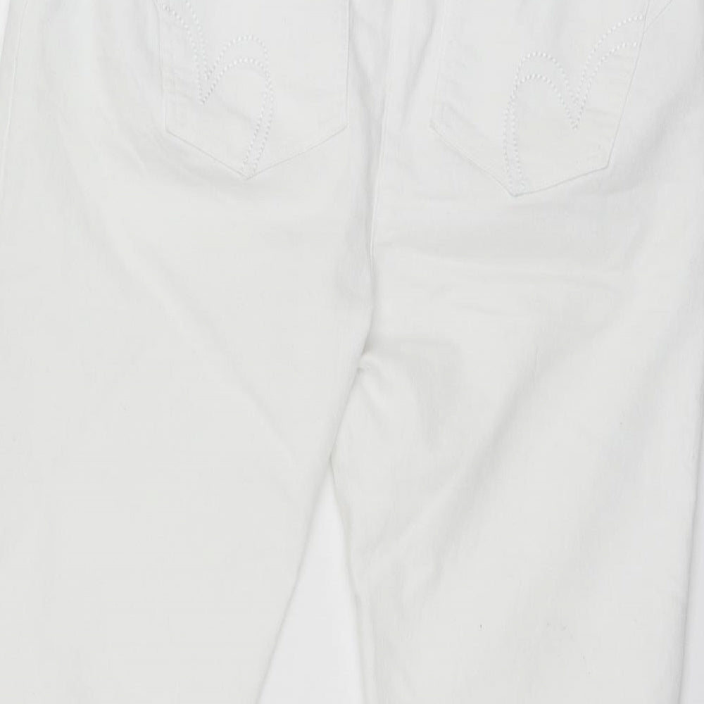 Cotton Traders Womens White Cotton Trousers Size 16 L21 in Regular Zip