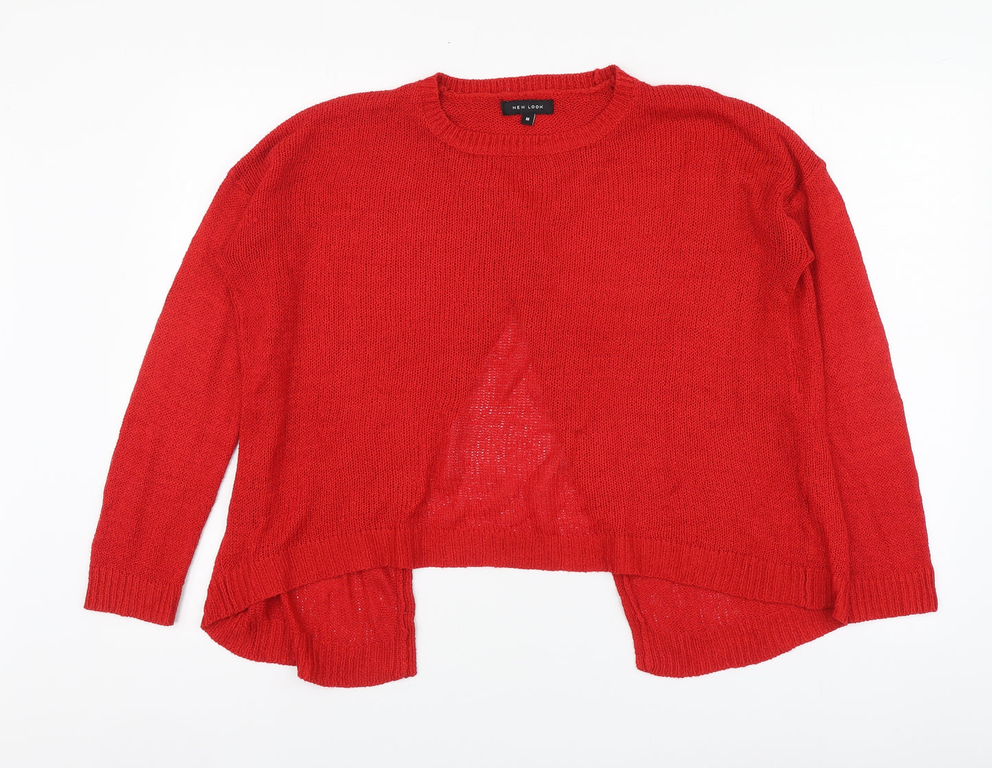 New Look Womens Red Round Neck Acrylic Pullover Jumper Size M - Open Back