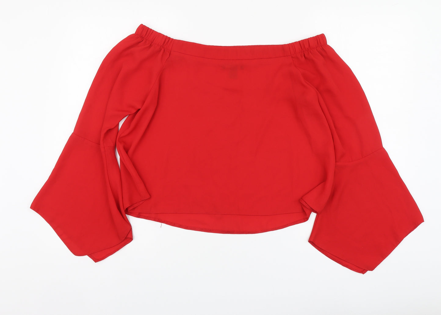 New Look Womens Red Polyester Cropped Blouse Size 10 Square Neck