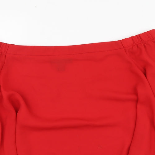 New Look Womens Red Polyester Cropped Blouse Size 10 Square Neck