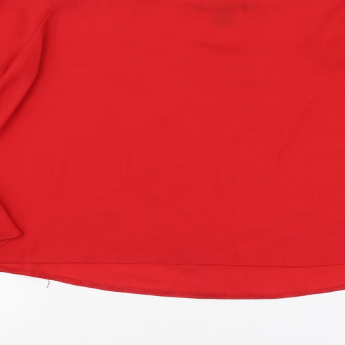 New Look Womens Red Polyester Cropped Blouse Size 10 Square Neck