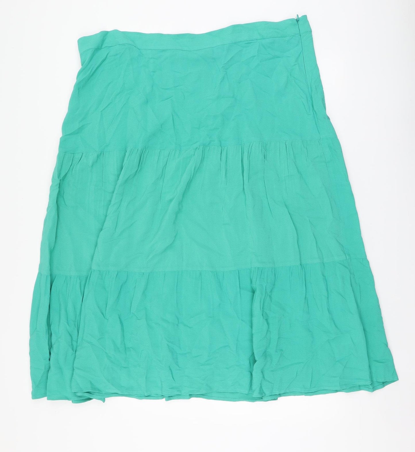 Marks and Spencer Womens Green Viscose A-Line Skirt Size 22 Zip