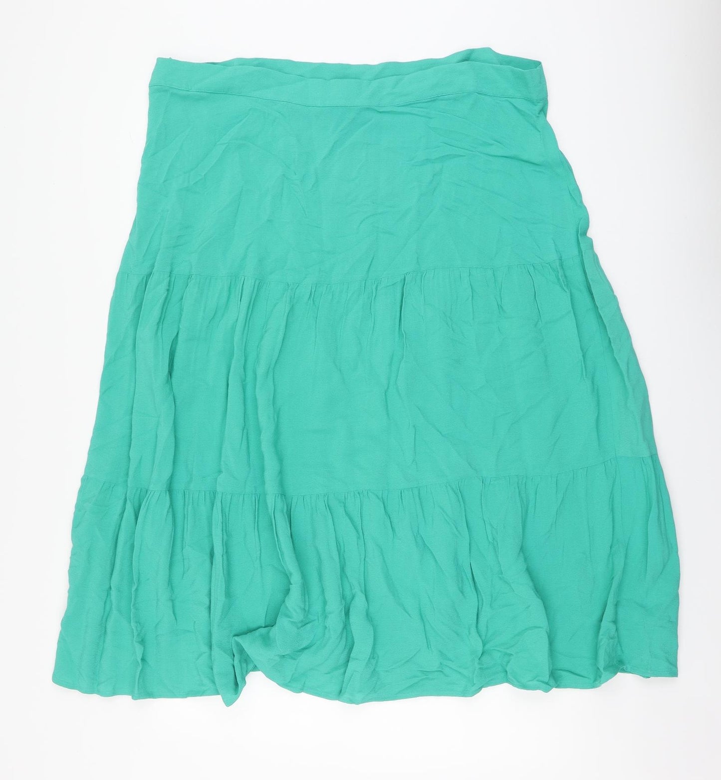 Marks and Spencer Womens Green Viscose A-Line Skirt Size 22 Zip