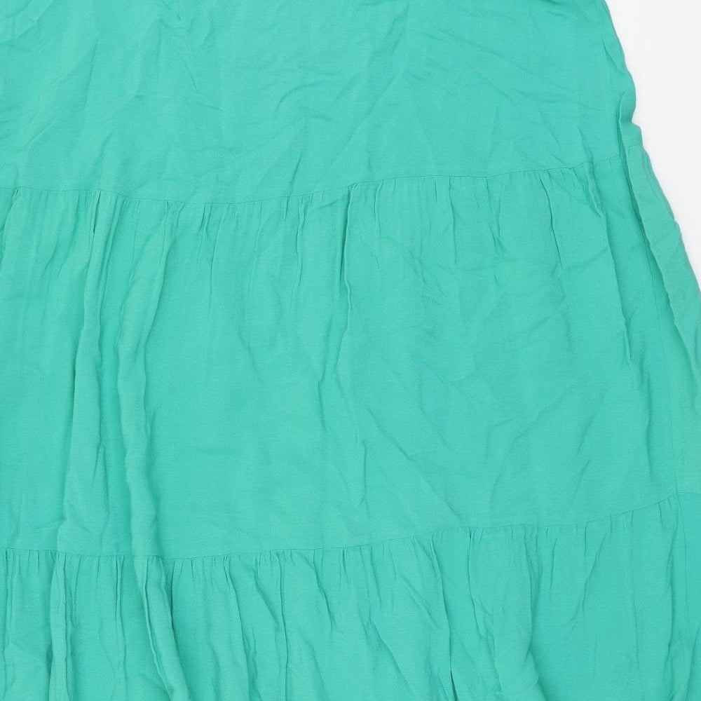 Marks and Spencer Womens Green Viscose A-Line Skirt Size 22 Zip