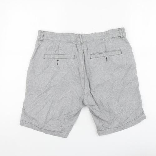 Easy Mens Grey Cotton Chino Shorts Size 34 L16 in Regular Zip
