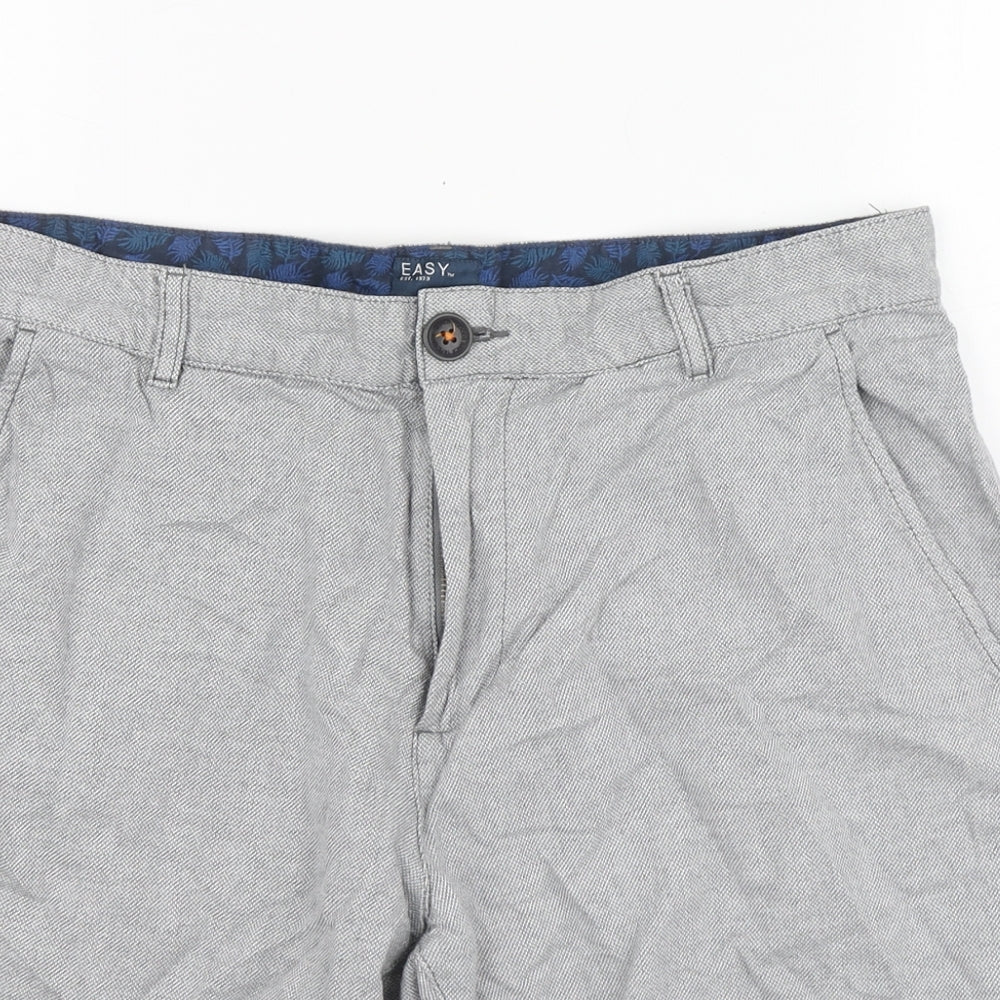 Easy Mens Grey Cotton Chino Shorts Size 34 L16 in Regular Zip