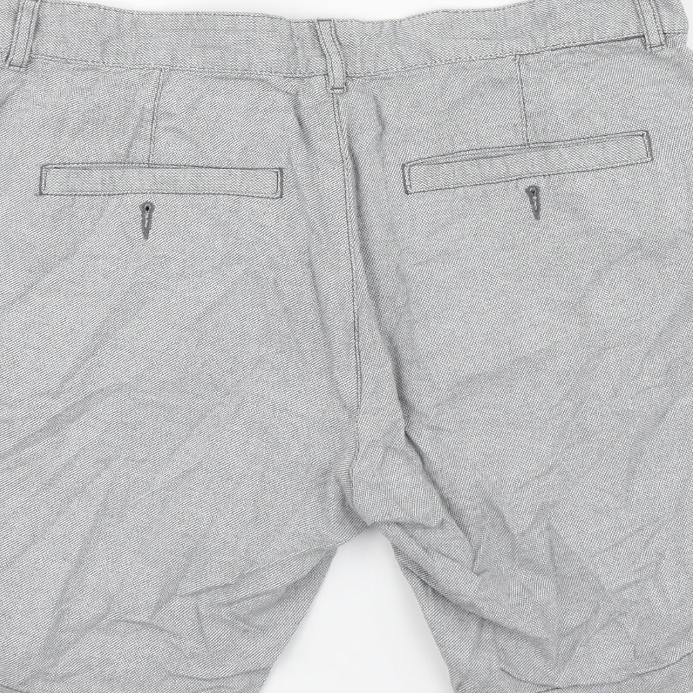 Easy Mens Grey Cotton Chino Shorts Size 34 L16 in Regular Zip