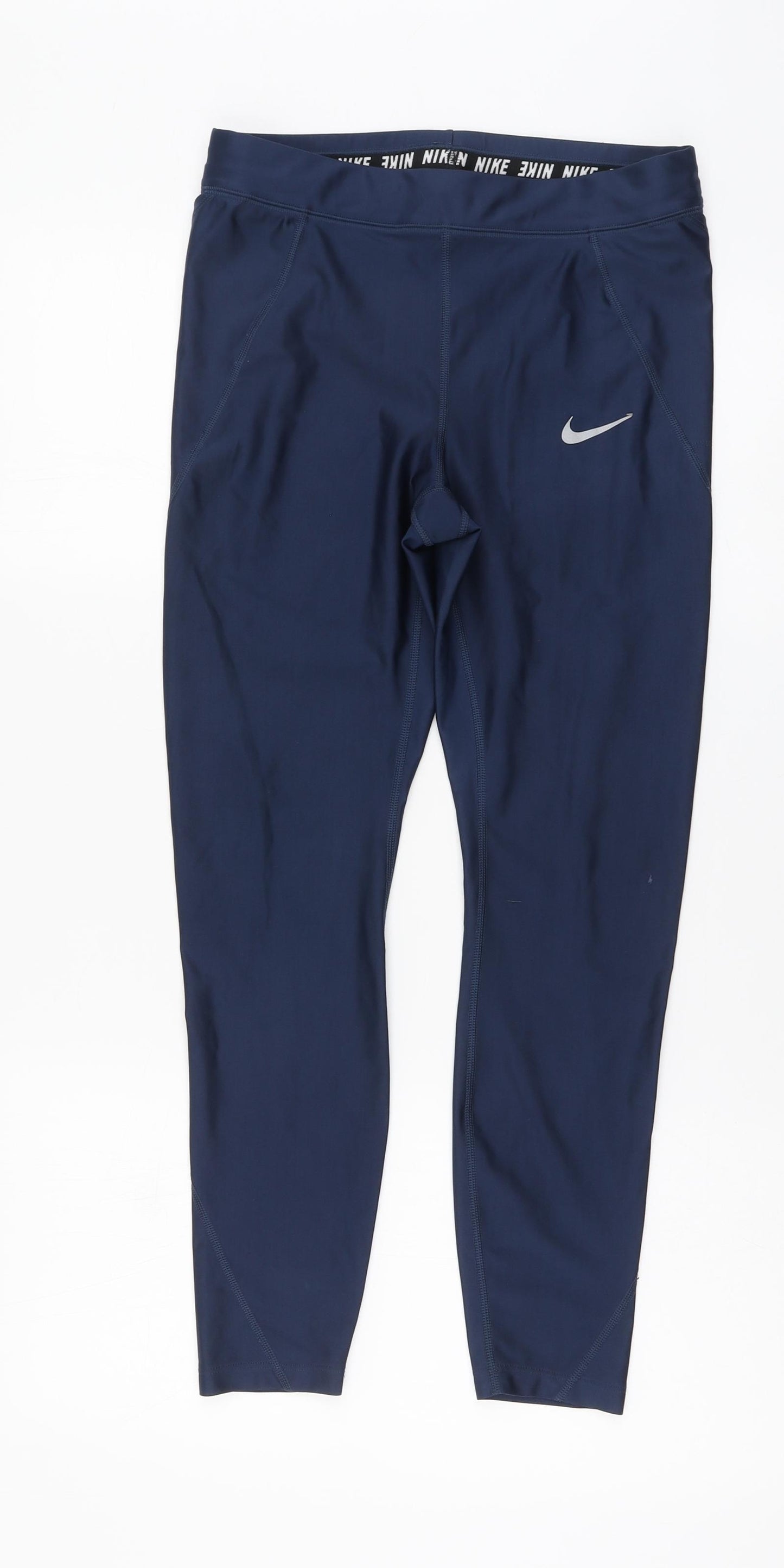 Nike Womens Blue Polyester Compression Leggings Size M L25 in Regular