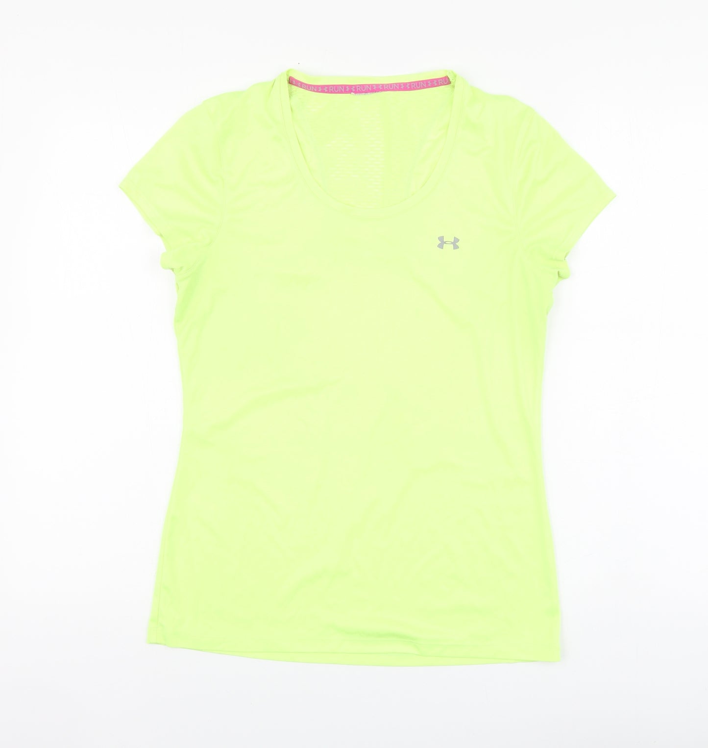 Under armour Womens Yellow Polyester Basic T-Shirt Size M Round Neck