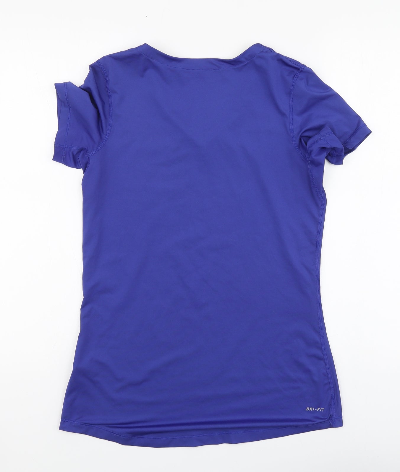 Nike Womens Blue Polyester Basic T-Shirt Size L V-Neck