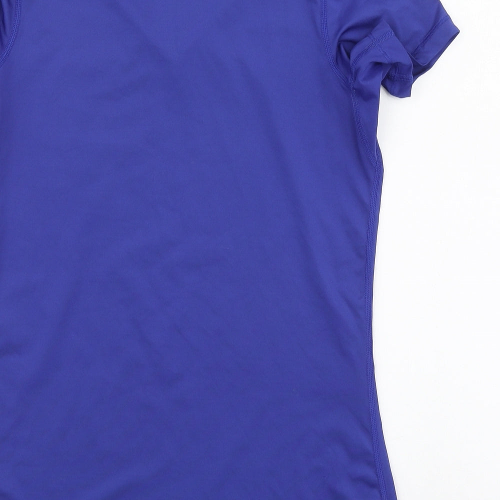 Nike Womens Blue Polyester Basic T-Shirt Size L V-Neck