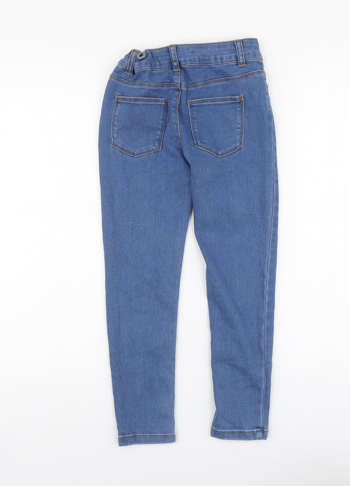 Denim & Co. Girls Blue Cotton Skinny Jeans Size 8-9 Years Regular Button