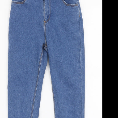Denim & Co. Girls Blue Cotton Skinny Jeans Size 8-9 Years Regular Button