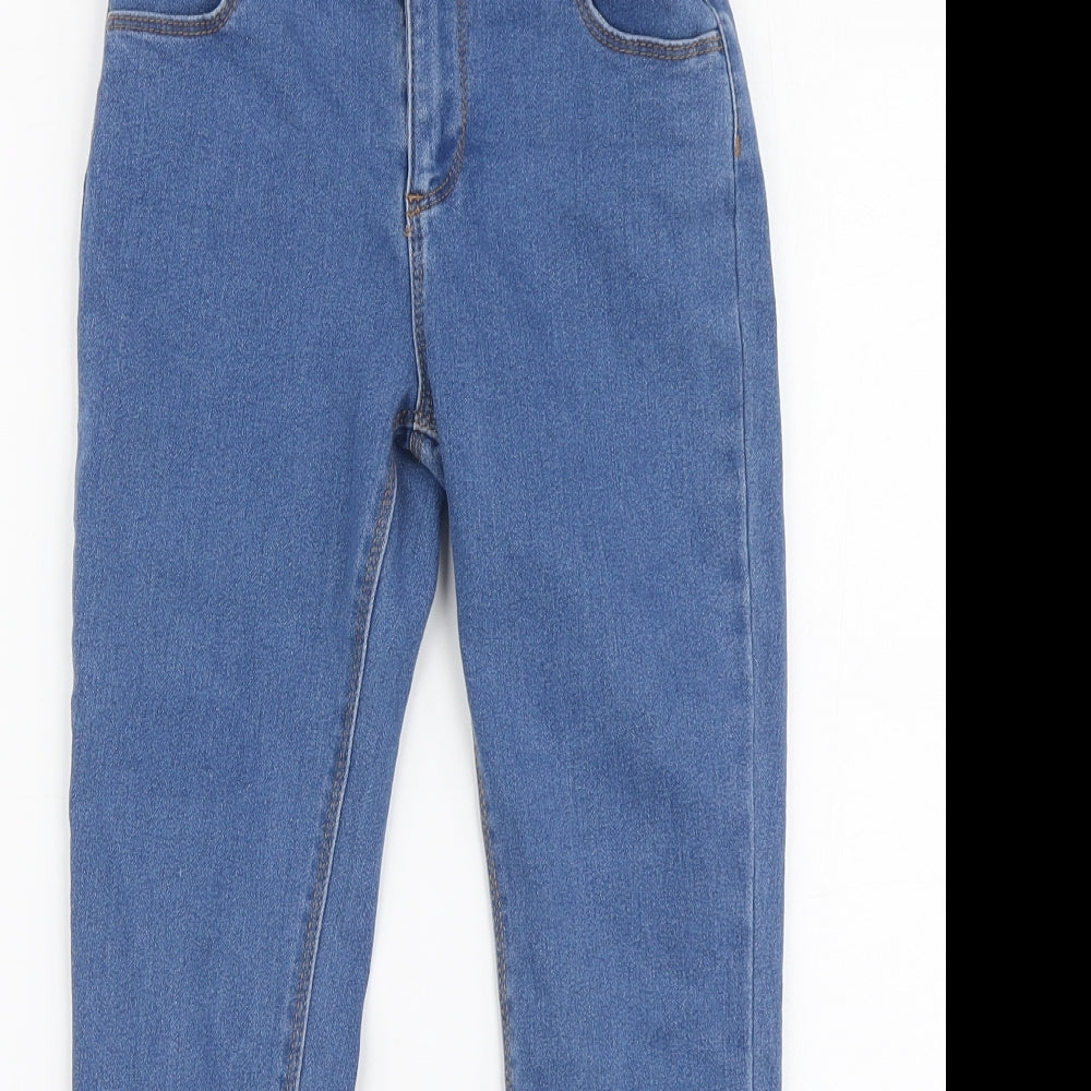 Denim & Co. Girls Blue Cotton Skinny Jeans Size 8-9 Years Regular Button