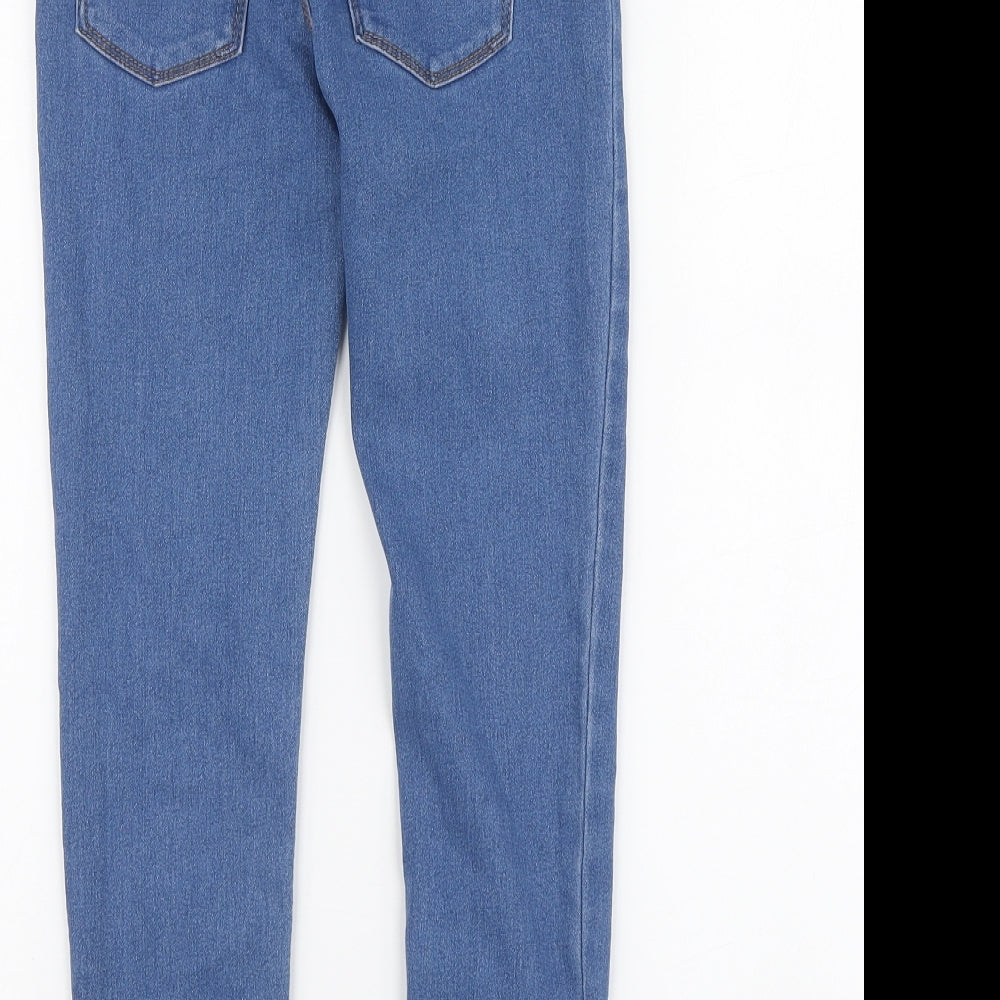Denim & Co. Girls Blue Cotton Skinny Jeans Size 8-9 Years Regular Button