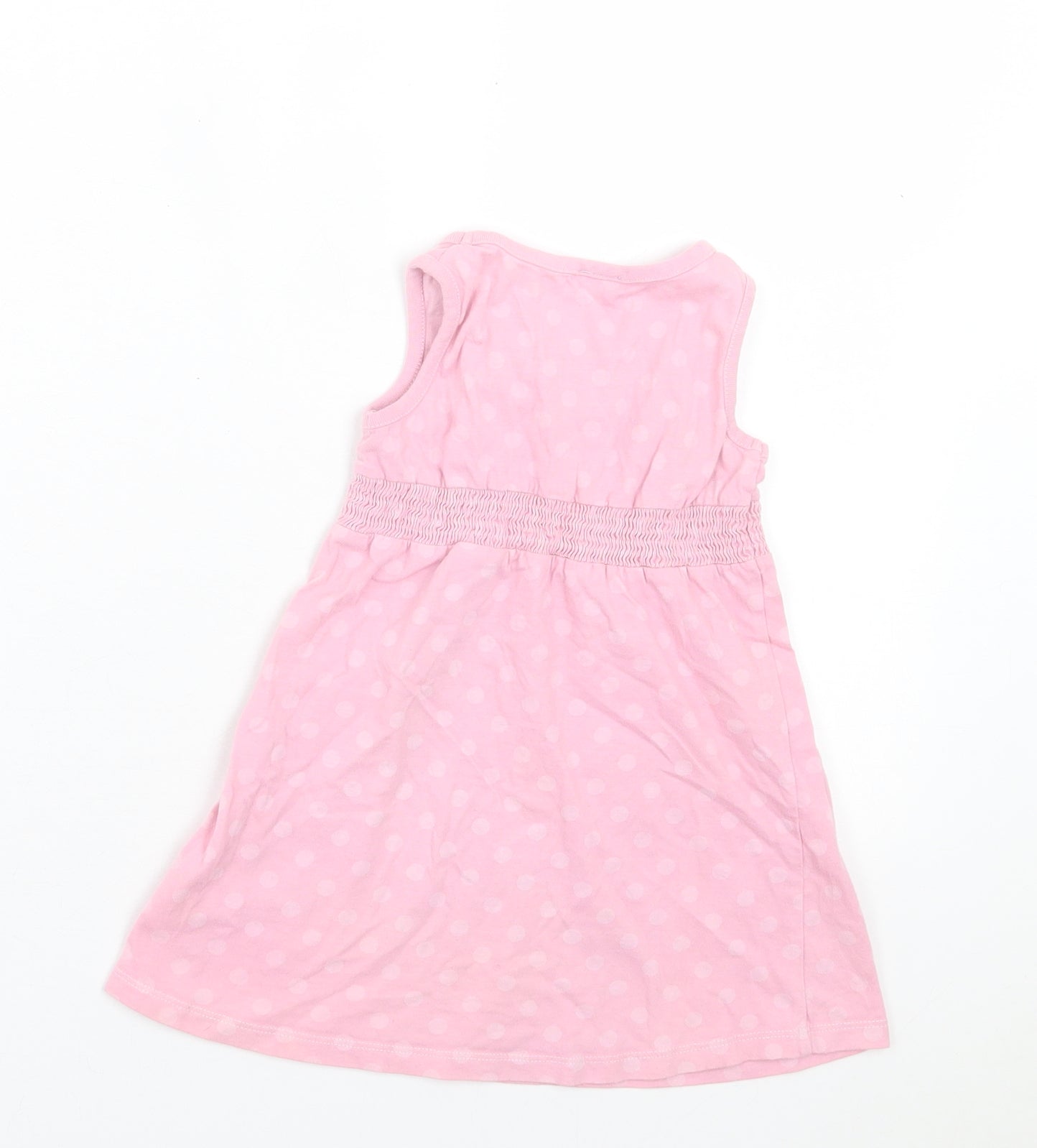 F&F Girls Pink Polka Dot Cotton A-Line Size 2-3 Years Crew Neck Pullover