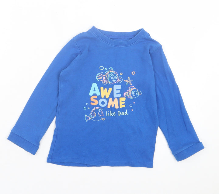 George Boys Blue Cotton Basic Casual Size 2-3 Years Crew Neck Pullover - Awesome like dad. Nemo