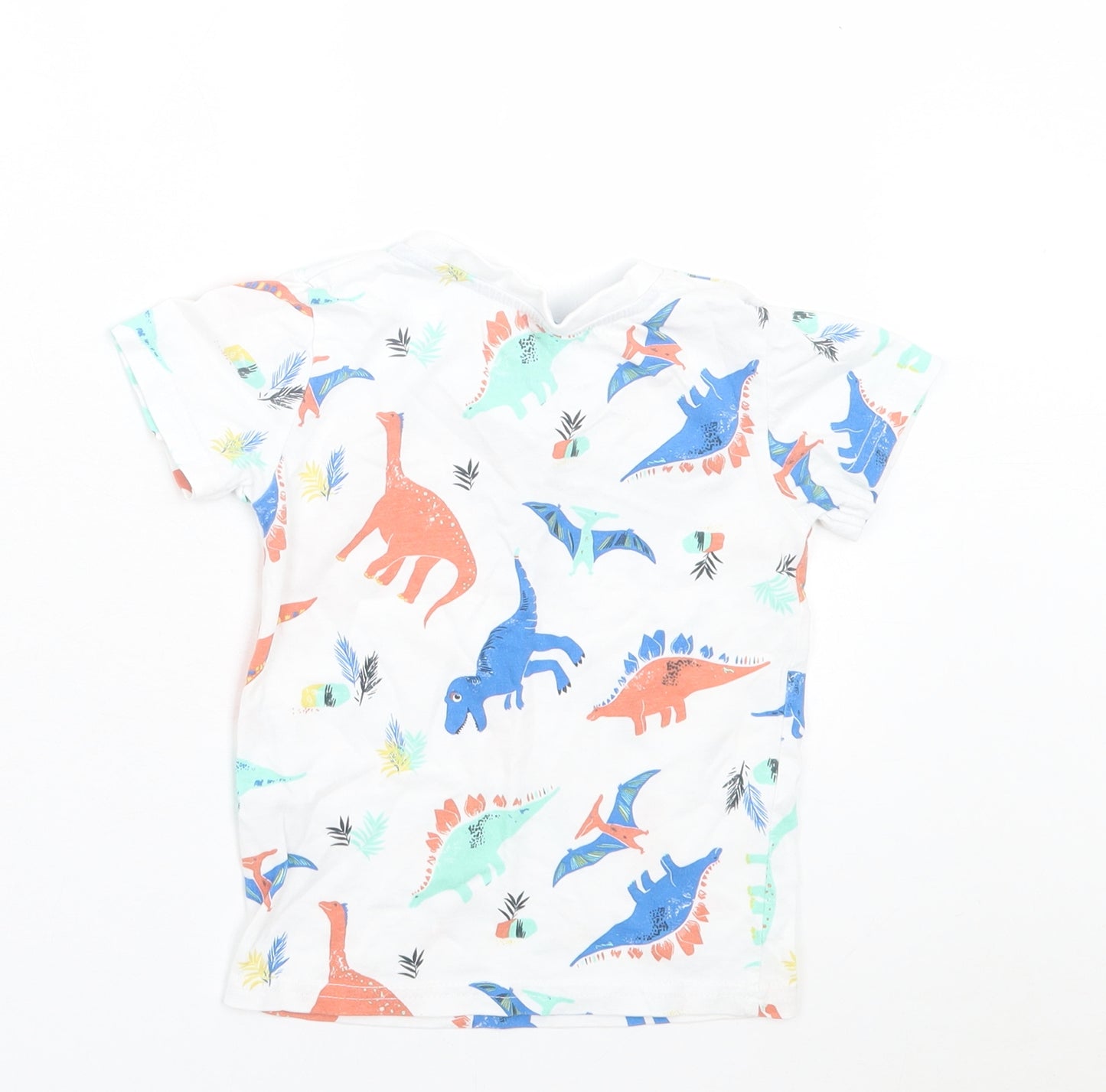 Primark Boys Multicoloured Geometric Cotton Basic T-Shirt Size 24 Months Crew Neck Pullover - Dinosaur print