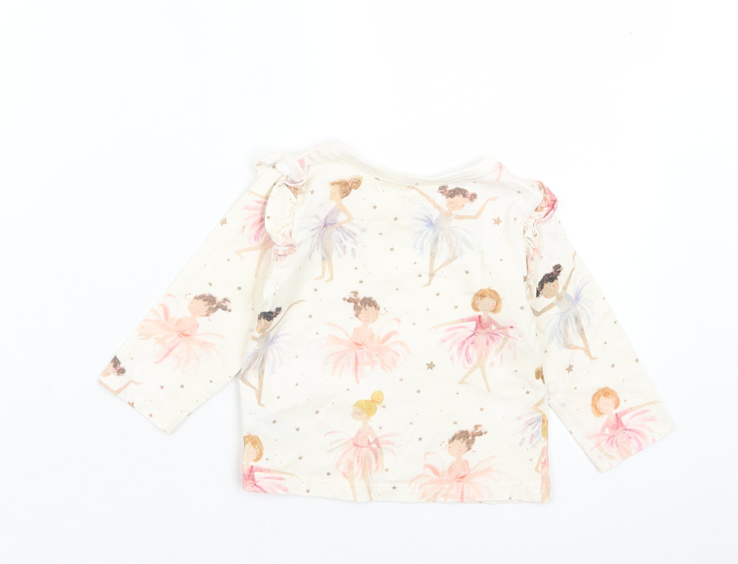NEXT Girls Ivory Geometric Cotton Basic Casual Size 9-12 Months Crew Neck Pullover - Ballet Dancers.