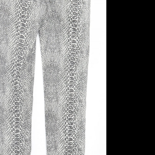 Dorothy Perkins Womens Grey Animal Print Cotton Skinny Jeans Size 10 L28 in Regular Button - Snake Print