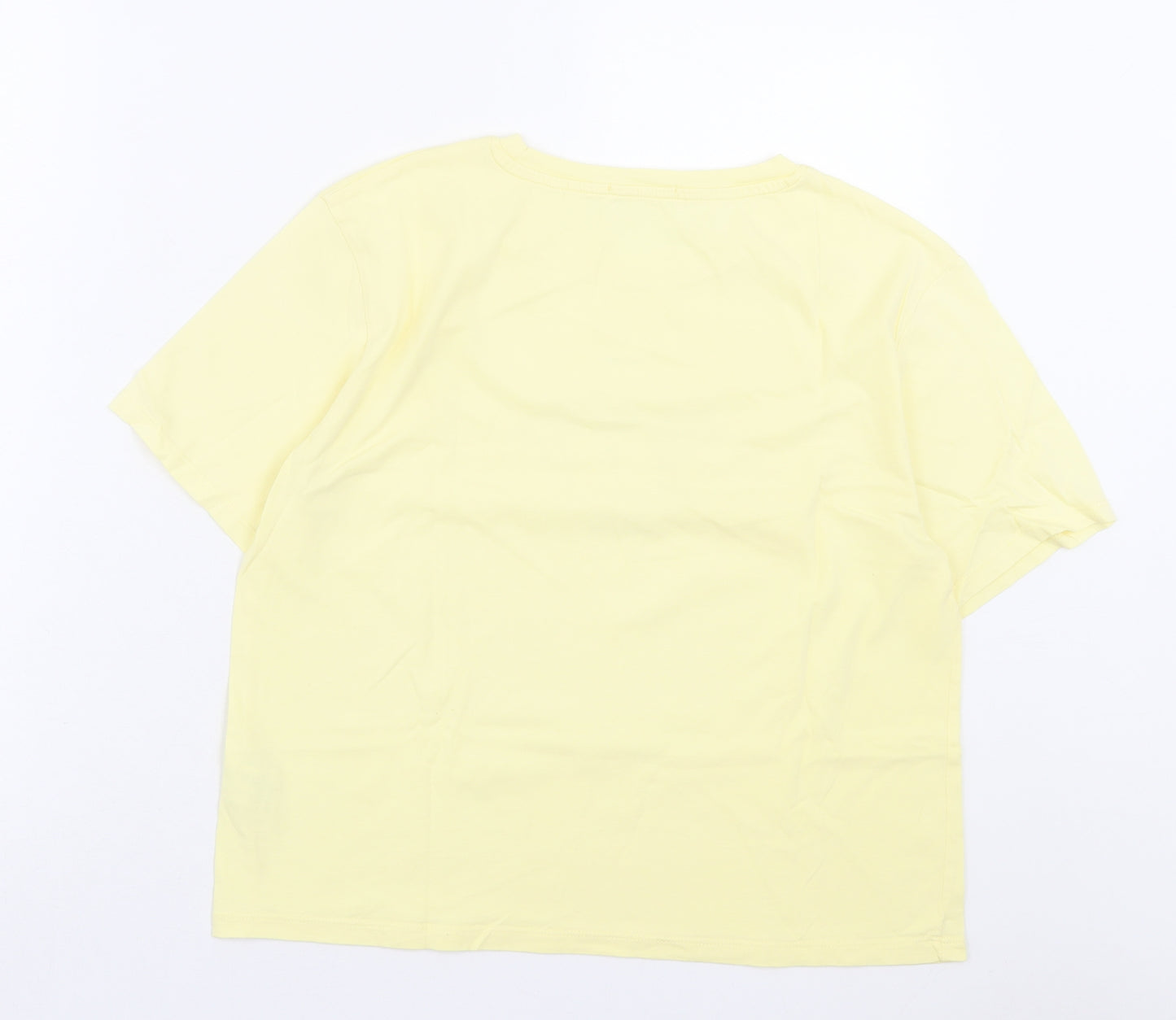 Stradivarius Womens Yellow Cotton Basic T-Shirt Size M Crew Neck